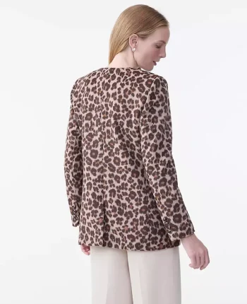 Ann Taylor Jackets And Blazers|The Longline Collarless Blazer In Animal Print Almond Croissant