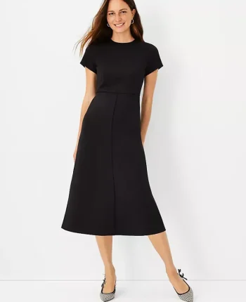 Ann Taylor Suits|Suits|The Midi Flare Dress In Double Knit Black