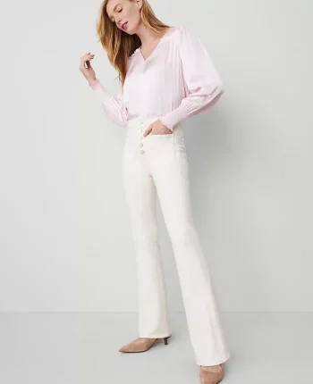 Ann Taylor Jeans|The Patch Pocket Flare Jean Ivory