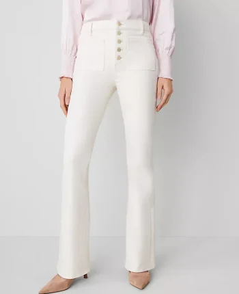 Ann Taylor Jeans|The Patch Pocket Flare Jean Ivory