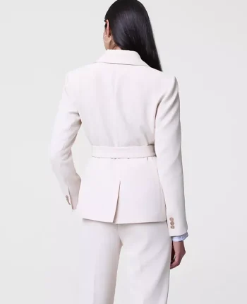 Ann Taylor Petite Jackets And Blazers|Petite Suits|The Petite Belted Blazer In Fluid Crepe Ivory Whisper