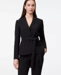 Ann Taylor Petite Jackets And Blazers|Petite Suits|The Petite Belted Blazer In Fluid Crepe Black