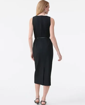 Ann Taylor Petite Dresses|Petite Suits|The Petite Belted Crew Neck Sheath Dress Core Black