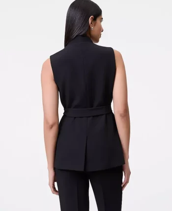 Ann Taylor Petite Jackets And Blazers|New Petite Styles|The Petite Belted Long Vest Black
