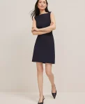Ann Taylor Petite Dresses|Petite Suits|The Petite Boatneck Dress In Seasonless Stretch Deep Navy Sky