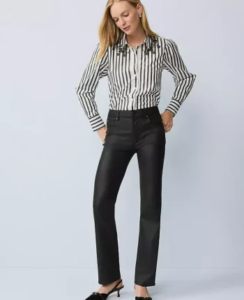 Ann Taylor Jeans|Petite Jeans|The Petite Coated Perfect Straight Jean Black Coated