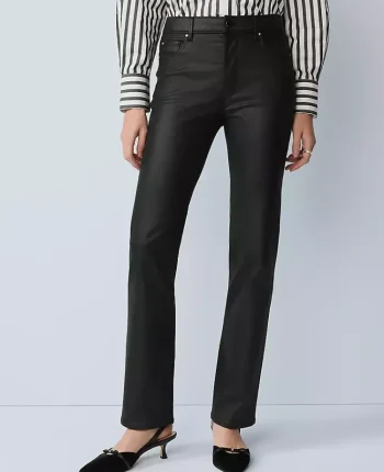 Ann Taylor Jeans|Petite Jeans|The Petite Coated Perfect Straight Jean Black Coated