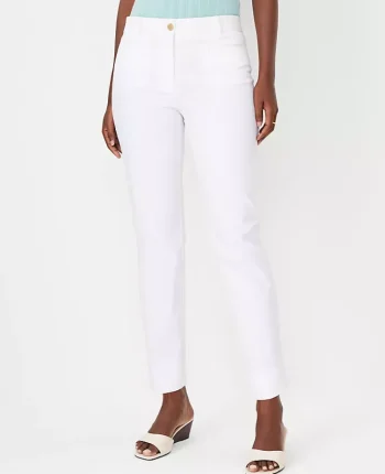 Ann Taylor Petite Pants|The Petite Cotton Crop Pant - Curvy Fit White
