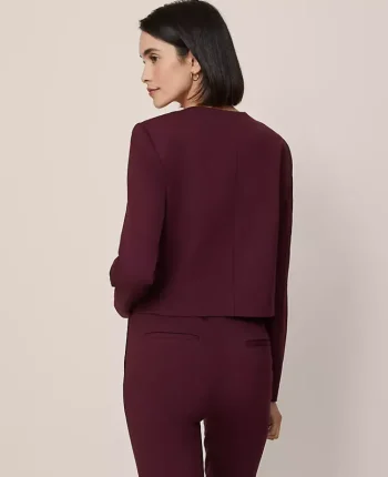 Ann Taylor Jackets And Blazers|Suits|The Petite Crew Neck Jacket In Ponte Poised Plum