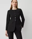 Ann Taylor Petite Jackets And Blazers|Petite Suits|The Petite Curved Hem Jacket In Seasonless Stretch Black