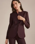 Ann Taylor Jackets And Blazers|Suits|The Petite Curved Hem Jacket Classic Burgundy