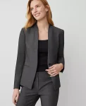 Ann Taylor Petite Jackets And Blazers|Petite Suits|The Petite Cutaway Blazer In Bi-Stretch Dark Grey