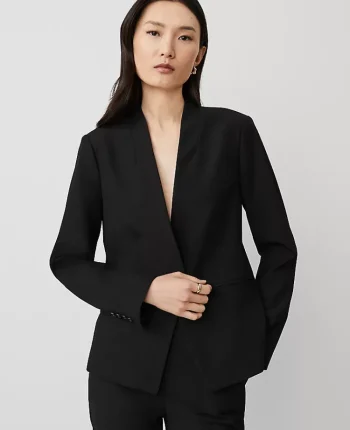 Ann Taylor Petite Jackets And Blazers|Petite Suits|The Petite Cutaway Blazer In Bi-Stretch Black
