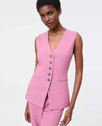 Ann Taylor Petite Jackets And Blazers|Petite Suits|The Petite Cutaway Vest In Fluid Crepe Smokey Rose