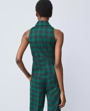 Ann Taylor Jackets And Blazers|Suits|The Petite Double Breasted Vest In Plaid Ponderosa Pine