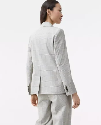 Ann Taylor Petite Jackets And Blazers|Petite Suits|The Petite Fitted Blazer In Plaid Tan/Blue Combo