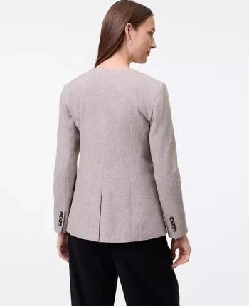 Ann Taylor Petite Jackets And Blazers|New Petite Styles|The Petite Fitted Crew Neck Jacket In Herringbone Mixed Tan