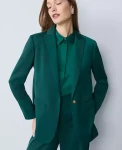 Ann Taylor Jackets And Blazers|The Petite Fitted Long Blazer In Satin Rainforest