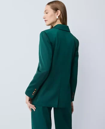Ann Taylor Jackets And Blazers|The Petite Fitted Long Blazer In Satin Rainforest
