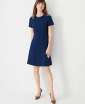 Ann Taylor Petite Dresses|Petite Suits|The Petite Flare Dress In Fluid Crepe Pure Sapphire