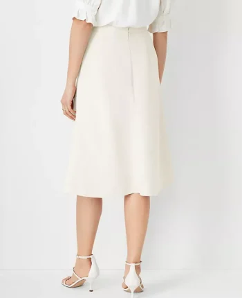 Ann Taylor Petite Skirts|Petite Suits|The Petite Flare Skirt In Fluid Crepe Ivory Whisper