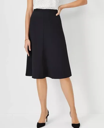 Ann Taylor Petite Skirts|Petite Suits|The Petite Flare Skirt In Fluid Crepe Black