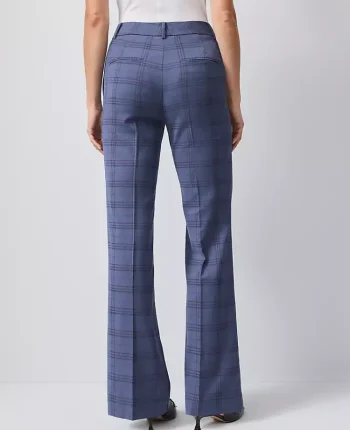 Ann Taylor Petite Pants|Petite Suits|The Petite Flare Trouser In Plaid - Curvy Fit Blue Plaid Multi