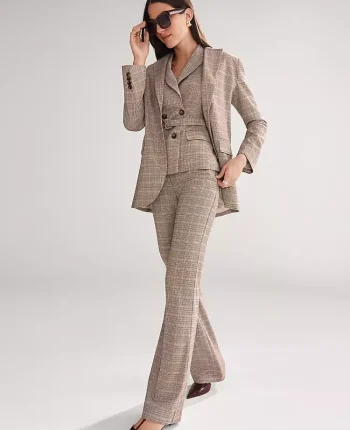 Ann Taylor Petite Pants|Petite Suits|The Petite Flare Trouser In Plaid Copper/Cream Multi