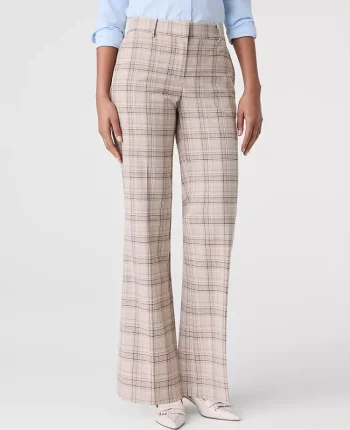 Ann Taylor Petite Pants|The Petite Jayne Trouser In Plaid - Curvy Fit Tan/Navy Plaid