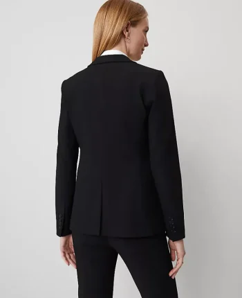 Ann Taylor Petite Jackets And Blazers|Petite Suits|The Petite Long One Button Blazer In Bi-Stretch Black