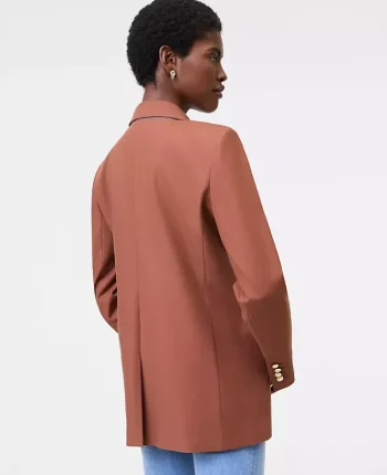 Ann Taylor Petite Jackets And Blazers|New Petite Styles|The Petite Longline Blazer In Bi-Stretch Twill Tortoise Shell Brown