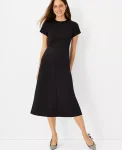 Ann Taylor Suits|Suits|The Petite Midi Flare Dress In Double Knit Black