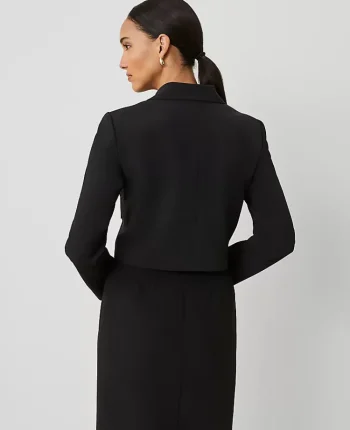Ann Taylor Petite Jackets And Blazers|Petite Suits|The Petite Military Blazer Jacket In Fluid Crepe Black