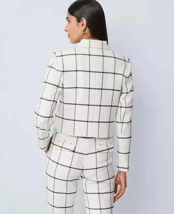Ann Taylor Jackets And Blazers|Suits|The Petite Military Blazer Jacket In Windowpane Winter White