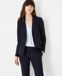 Ann Taylor Petite Jackets And Blazers|Petite Suits|The Petite Notched Two Button Blazer In Seasonless Stretch Deep Navy Sky