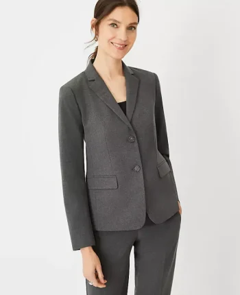 Ann Taylor Petite Jackets And Blazers|Petite Suits|The Petite Notched Two Button Blazer In Seasonless Stretch Modern Charcoal