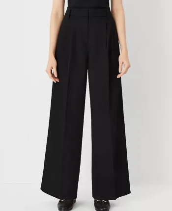 Ann Taylor Petite Pants|The Petite Pleated Wide Leg Pant Black