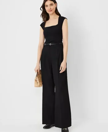 Ann Taylor Petite Pants|The Petite Pleated Wide Leg Pant Black