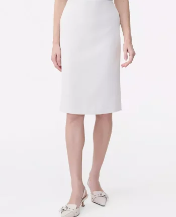 Ann Taylor Petite Skirts|Petite Suits|The Petite Pocket Midi Skirt In Fluid Crepe Ivory Whisper