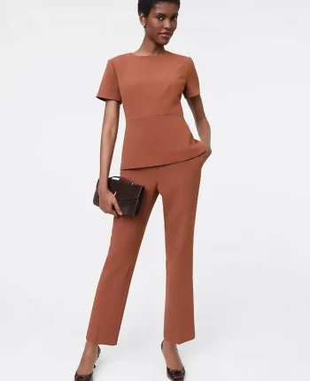 Ann Taylor Petite Pants|Petite Suits|The Petite Relaxed Ankle Pant In Crinkle Crepe Tortoise Shell Brown