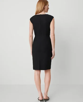 Ann Taylor Petite Suits|Petite Dresses|The Petite Scoop Neck Dress In Bi-Stretch Black