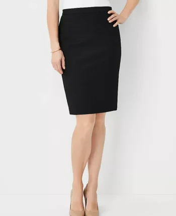 Ann Taylor Petite Skirts|Petite Suits|The Petite Seamed Pencil Skirt In Bi-Stretch - Curvy Fit Black