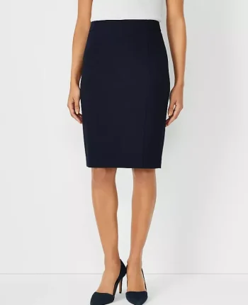 Ann Taylor Petite Skirts|Petite Suits|The Petite Seamed Pencil Skirt In Seasonless Stretch Perfect Navy