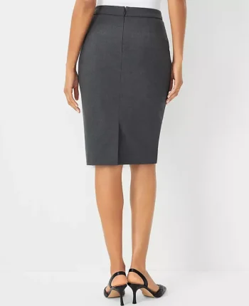 Ann Taylor Petite Skirts|Petite Suits|The Petite Seamed Pencil Skirt In Seasonless Stretch - Curvy Fit Modern Charcoal