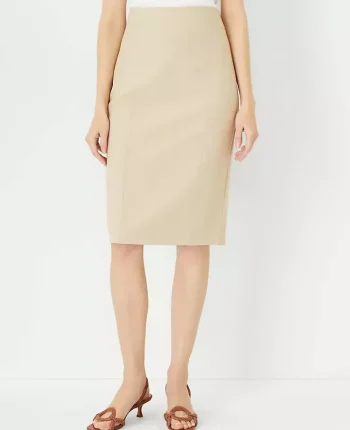 Ann Taylor Petite Skirts|Petite Suits|The Petite Seamed Pencil Skirt In Bi-Stretch Toasted Oat