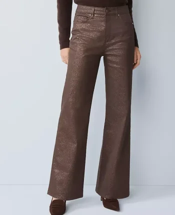 Ann Taylor Jeans|Petite Jeans|The Petite Shimmer Wide Leg Jean Copper Sparkle