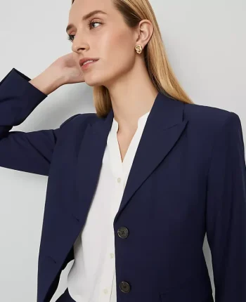 Ann Taylor Petite Jackets And Blazers|Petite Suits|The Petite Shorter Two Button Blazer In Bi-Stretch Pure Sapphire