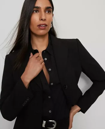 Ann Taylor Petite Jackets And Blazers|Petite Suits|The Petite Shorter Two Button Blazer In Bi-Stretch Black