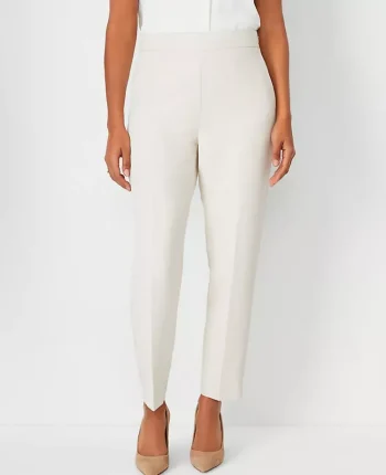 Ann Taylor Petite Pants|Petite Suits|The Petite Side Zip Ankle Pant In Fluid Crepe - Curvy Fit Ivory Whisper