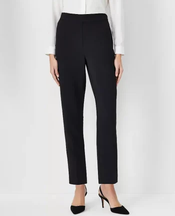 Ann Taylor Petite Pants|Petite Suits|The Petite Side Zip Ankle Pant In Fluid Crepe - Curvy Fit Black
